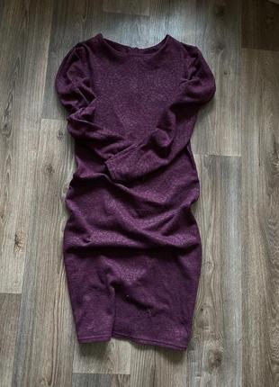 Женское платье приталено мини меди бордового цвета s тепла