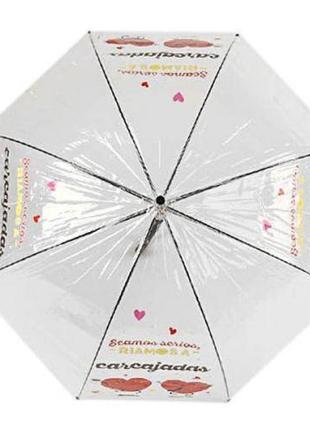 Зонт-трость прозрачный, черный (d=83 см)