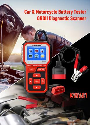 Konnwei KW681, OBD2 сканер + тестер 6В и 12В аккумуляторов KW650