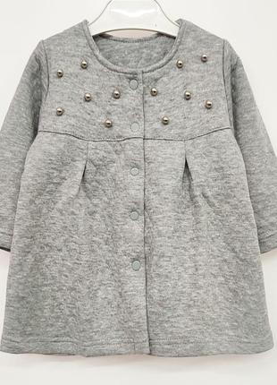 Сіре капітонове пальто для дівчинки 7-18 місяців