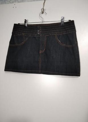 Короткая юбка (джинсовая) с карманчиками