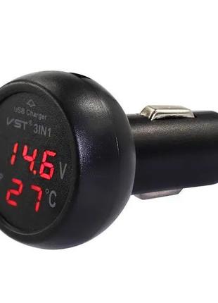Автомобильные часы VST 706 от прикуривателя (Black/Red) | Авто...