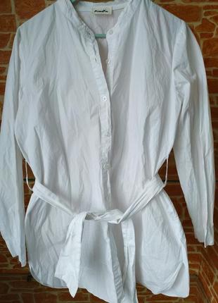 Белая женская туника блузка kimika m-l на пояс