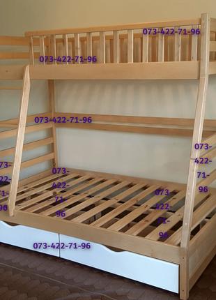 Двухъярусная кровать с ольхи (90*120*200) Трех спальная кровать
