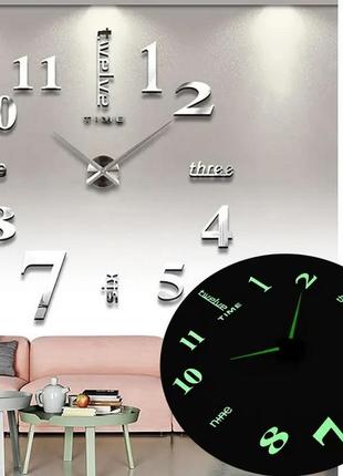 Большие настенные часы horloge 3d diy кварц (серые, черные) бе...