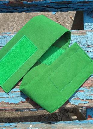 Повязка лента нарукавная зеленая велкро