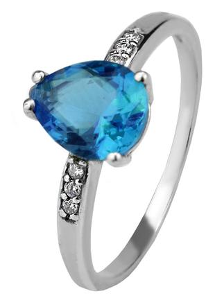 Кольцо серебряное с натуральным кварцем London blue Элизабет 1...