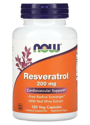 Ресвератрол Now Foods 200 мг 120 вегетарианских капсул
