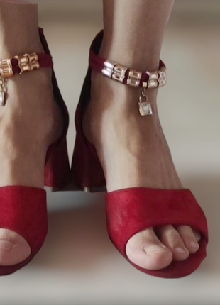 Женские туфли сандалии босоножки красные каблук