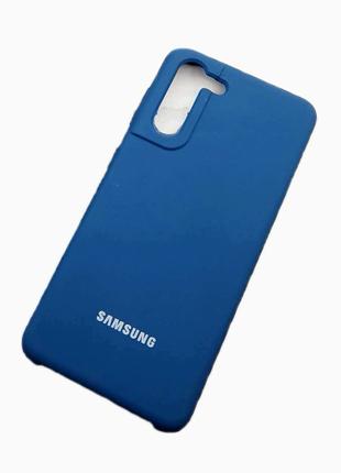 Силіконовий чохол для Samsung Galaxy S21 FE Синій мікрофібра s...