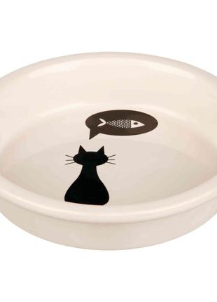 Керамическая миска для кошек Trixie с черной кошкой 250мл