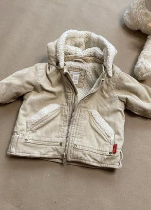 Стильная вельветовая куртка с эко-мехом / детская куртка