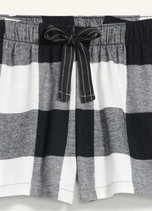 1, Черно-белые фланелевые пижамные шорты с принтом для женщин ...