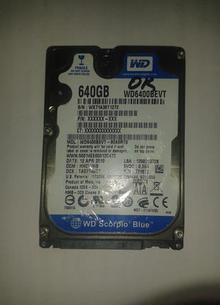 Жесткий диск Western Digital 640GB 5400rpm 8MB WD6400BEVT SATA...