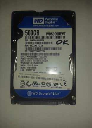 Жесткий диск Western Digital 500GB 5400rpm 8MB WD5000BEVT SATA...