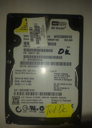 Жесткий диск Western Digital 250GB 5400rpm 8MB WD2500BEVS SATA...