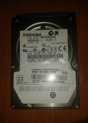 Жесткий диск Toshiba 250GB 5400rpm 8MB MK2555GSX SATA, 2.5" б/у