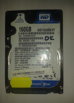 Жесткий диск Western Digital 160GB 5400rpm 8MB WD1600BEVT SATA...