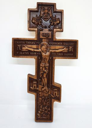 Крест резной из бука квадратные края 25×13 см