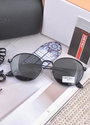 Фирменные мужские солнцезащитные круглые очки matrix polarized...