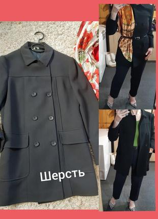 Базовый черный  шерстяной удлиненный  жакет/пиджак/тренч ,итал...