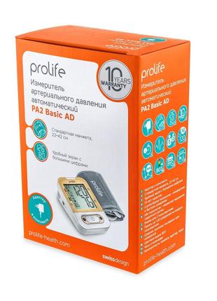 Тонометр PROLIFE PA2 BASIC AD с адаптером автоматический на пл...