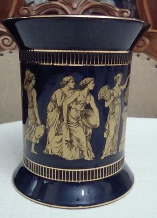 Красивая ваза кобальт позолота 24 карата фарфор греция )