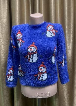 Новогодний свитер травка Next свитшот снеговик размер 8 лет