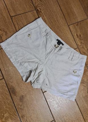 Летние бежевые льняные шорты mango casual sportswear xs-s