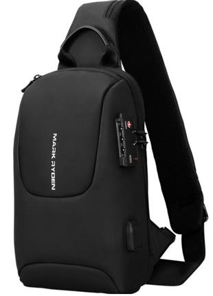 Однолямочний рюкзак Mark Ryden MR7039 кодовий замок 7л чорний
