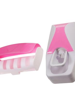 Дозатор для зубной пасты с держателем для щеток, розовый, Gp, ...