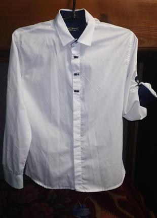 Праздничная,белая рубашка для мальчика 11-12 лет