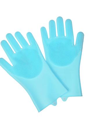 Силіконові рукавички для миття посуду, блакитний, Gp, гарної я...