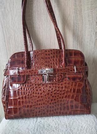 Стильная вместительная сумка натуральная кожа genuine leather ...
