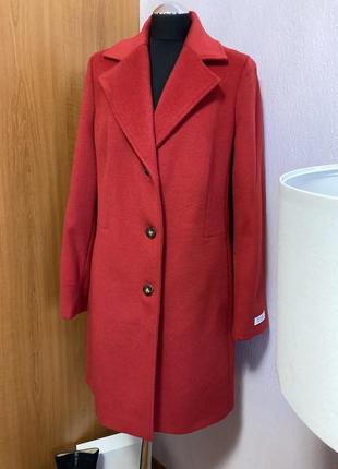 Пальто с кашемиром красное шерстяное  calvin klein  48 50 l xl