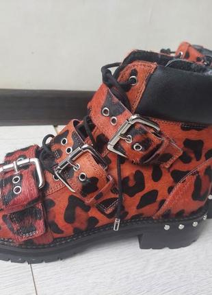 Леопардовые кожаные ботинки topshop на тракторной подошве