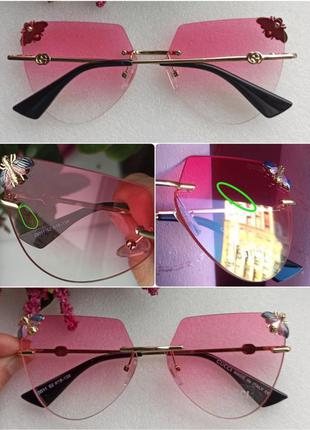 Новые стильные очки с пчелами (с царапиной на стекле) розовые