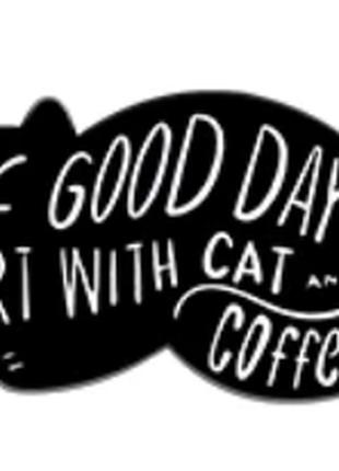 Брошь брошка пин значок черный кот кошка и кофе good days star...