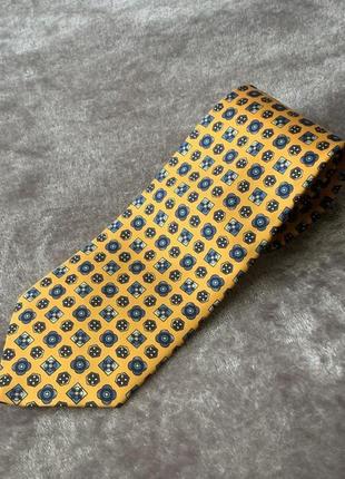 Краватка Англія натуральний шовк жовтий із синім