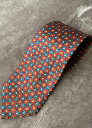 Шелковый галстук Англия London Benjamin James красно-зеленый