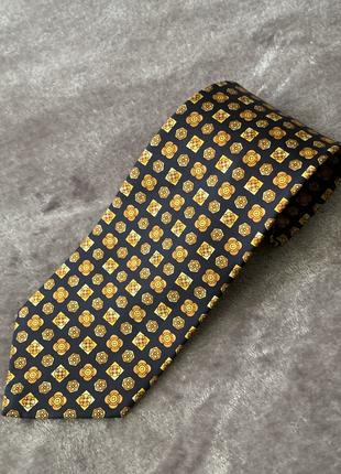 Шелковый галстук Англия London с разноцветным фрактальным принтом