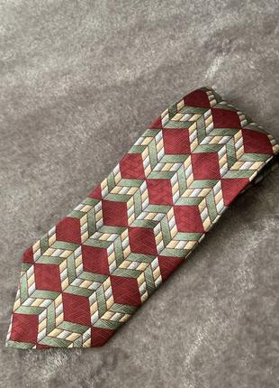 Шовкова краватка Англія London з грометичним принтом зигзаг
