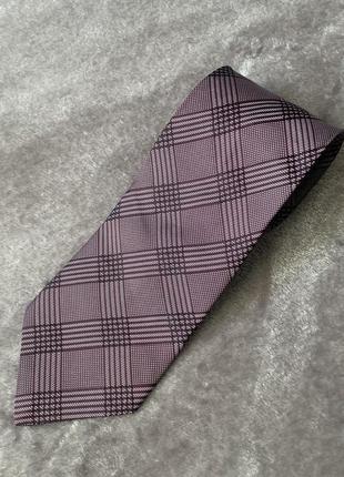 Шелковый галстук Англия London коричневый в клетку