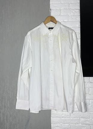 Біла сорочка на довгий рукав з набивним малюнком f&f, xl 56-58р