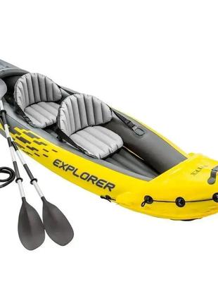 Надувная байдарка Explorer K2 с алюминиевыми веслами.