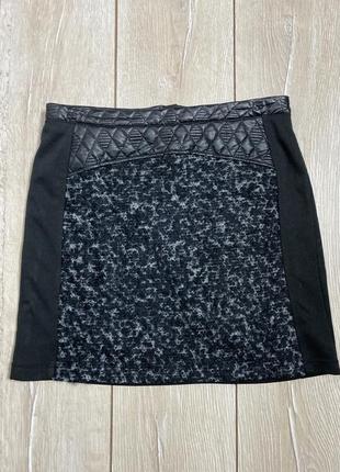 Полушерстяная юбка мини-юбка с кожаными вставками tramontana, m