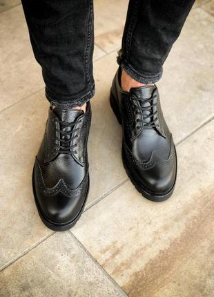 Мужская обувь туфли броги оксфорды черные