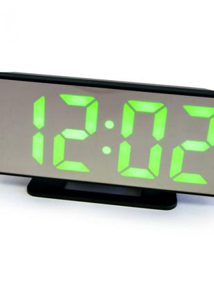 Часы настольные электронные с будильником и термометром (зерка...