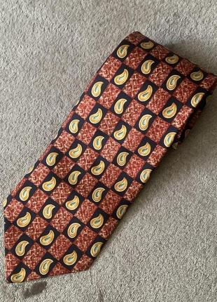 Шелковый галстук Англия London бордовый геометрический  принт