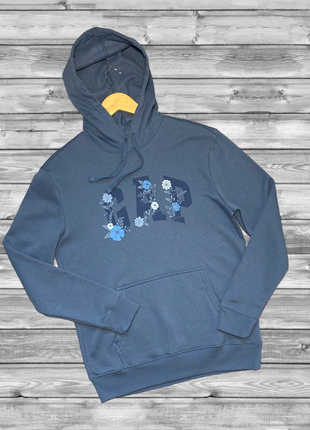Чоловіча толстовка худі gap logo fleece hoodie синя